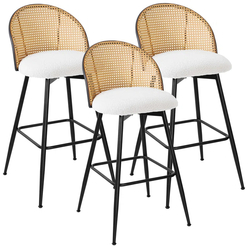 361 Swivel Upholstered Rattan Counter Height Bar Stool - AYIDEN Set de 3