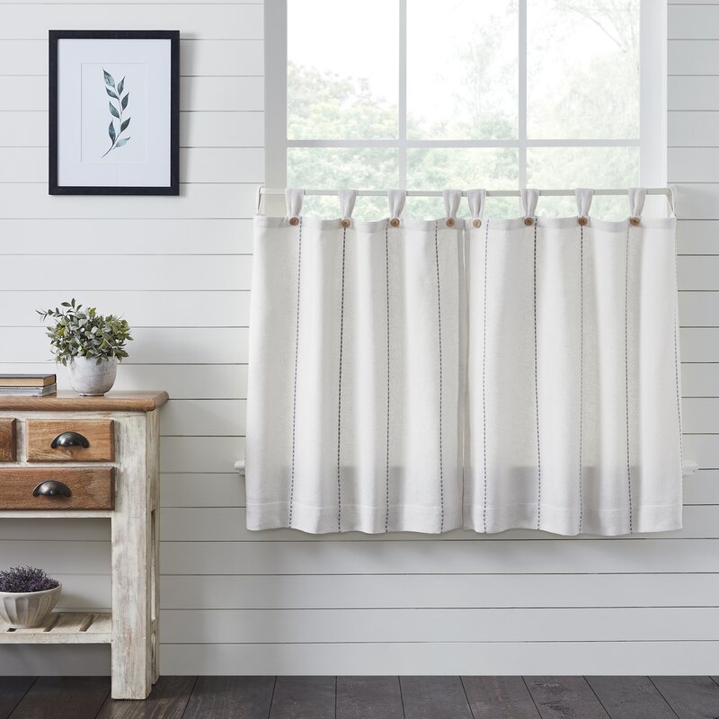 Cumberledge Striped Cotton Tailored 36" Cafe Curtain