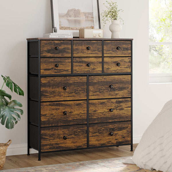 Ojaswi Dresser 12 Chest of Drawers, Closet with Wood
