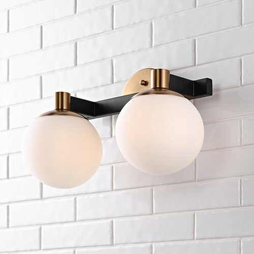 Songer 2-Light Dimmable Brass Gold/Black Vanity Light