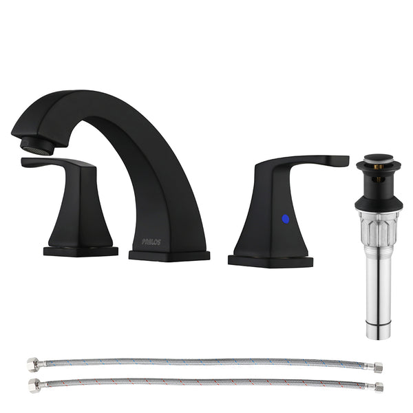 Widespread Bathroom Faucet with Drain Assembly