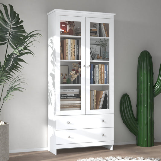 4-Tier Bookcase with 2 Door & 2 Drawers