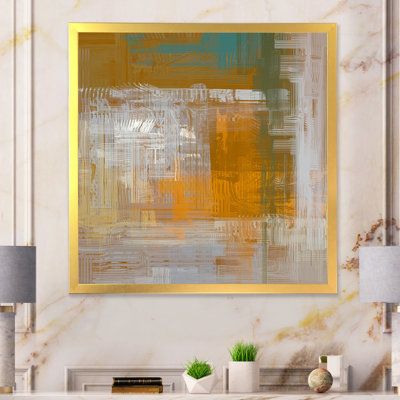 Yellow And Grey Grunge Frozen Art II - Modern Canvas Artwork