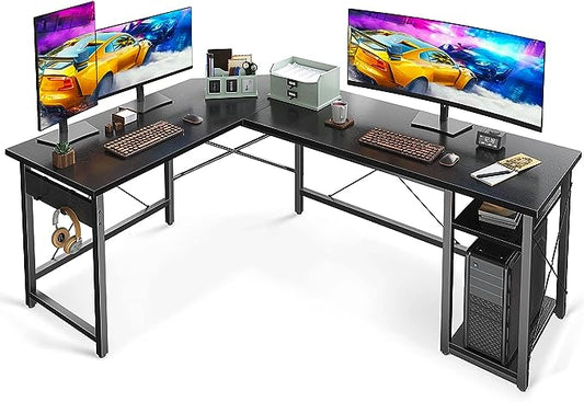 L-Shaped Computer Desk With Bookcase - Coleshome