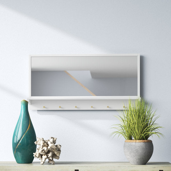 White Adreanna Wood Rectangle Wall Mirror