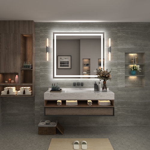 Aevar Super Bright Double LED Lights Anti-Fog Bathroom / Vanity Mirror with Tempered Glass & ETL
