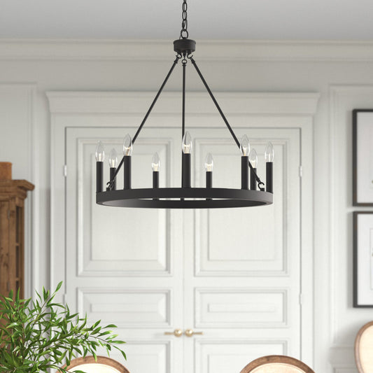 Finchley 9 - light dimmable wagon wheel chandelier