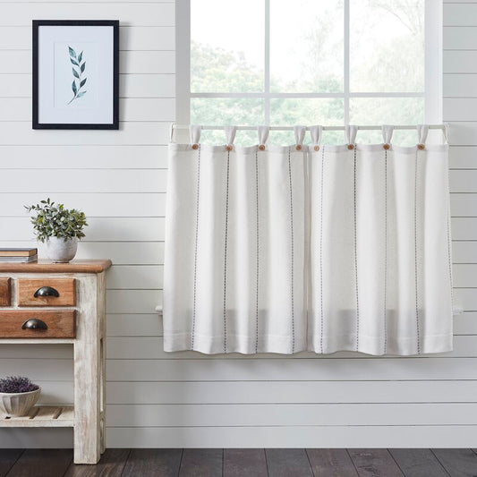 Cumberledge Striped Cotton Tailored 36" Cafe Curtain