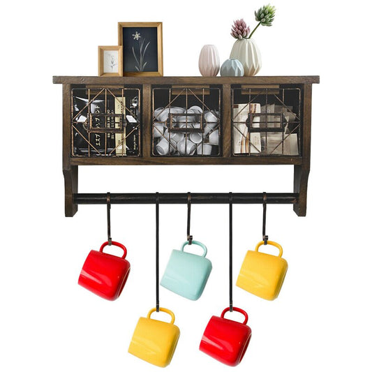 Gwennan Solid Wood 5 - Hook Wall Mounted Coat Rack with Storage