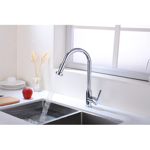 HHK Brushed Nickel Single-Handle Pull Down Sprayer Kitchen Faucet With CUPC Certification In Stainless Steel