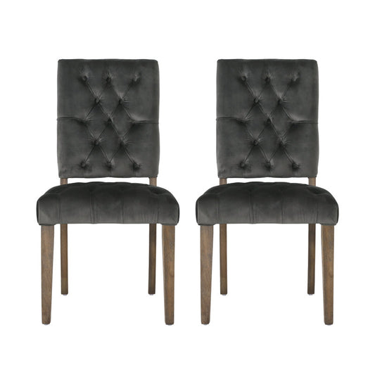 Hanford Tufted Velvet Solid Wood Side Chair