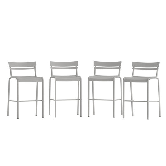 Jazavian Modern Outdoor Steel Bar Stool Set 2