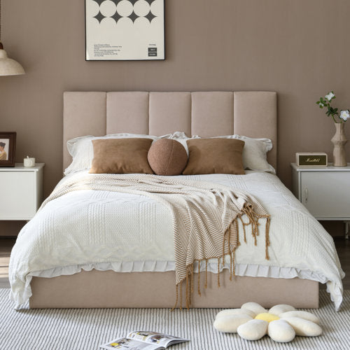 Hydraulic Lift Up Storage Upholstered Platform Bed FULL