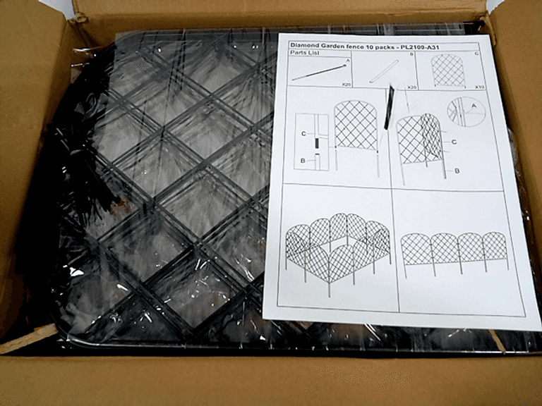 OUSHENG Paquete de 10 vallas decorativas para jardín, total de 10 pies de largo x 24 pulgadas de alto, borde de barrera de animales, panel de valla de alambre de metal inoxidable para patio al aire