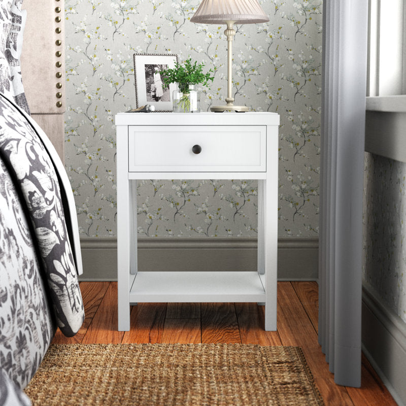 White Nadeau Wood Nightstand Set 2