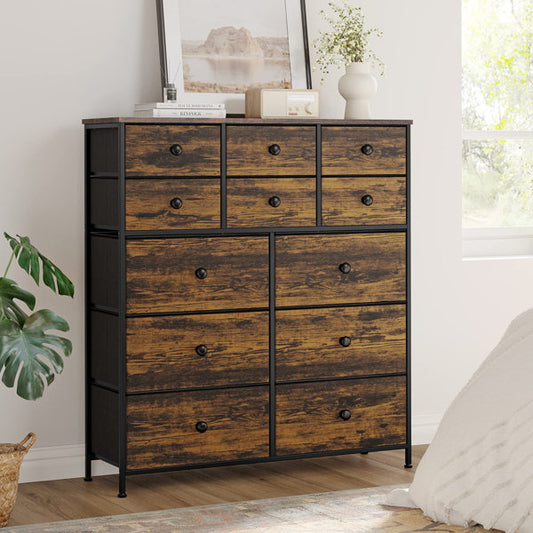 Ojaswi Dresser 12 Chest of Drawers, Closet with Wood