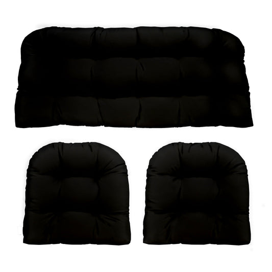 3 Piece Tufted Wicker Cushion Set