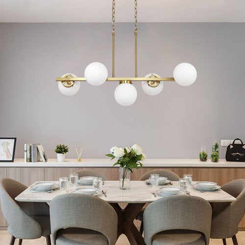 Renley 5 - Light Kitchen Island Pendant with Glass Globe Shades
