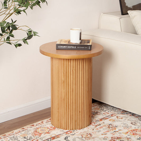 Serwon Pedestal Wood Round End Table