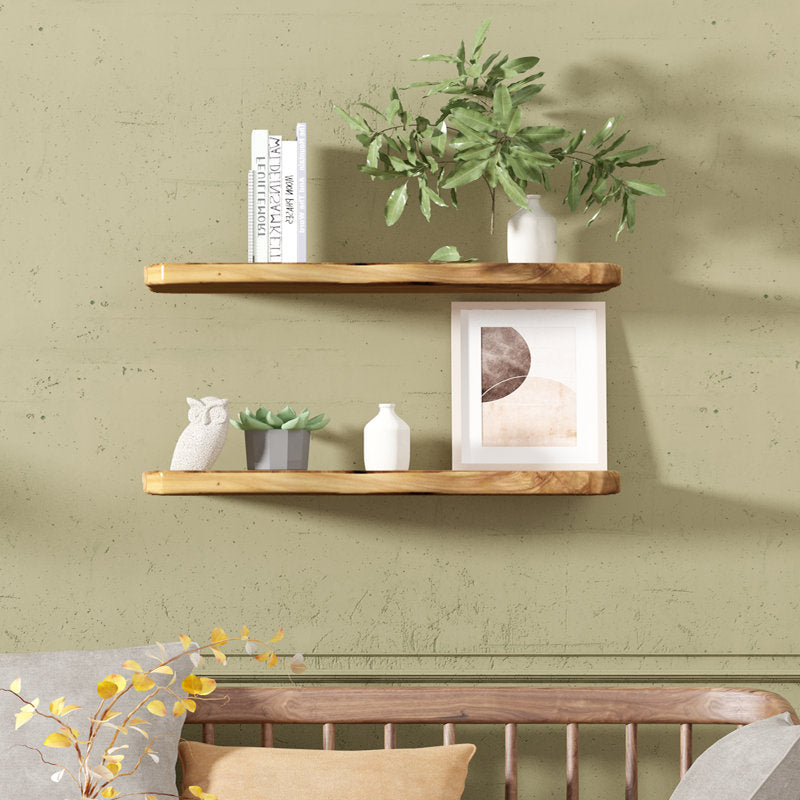 Zuzia 2 Piece Cedar Solid Wood Floating Shelf