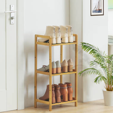 3 Tiers 6 Pairs Multifunctional Shelving Unit Shoe Rack, Modern Organizer Bamboo Shelf for Entryway