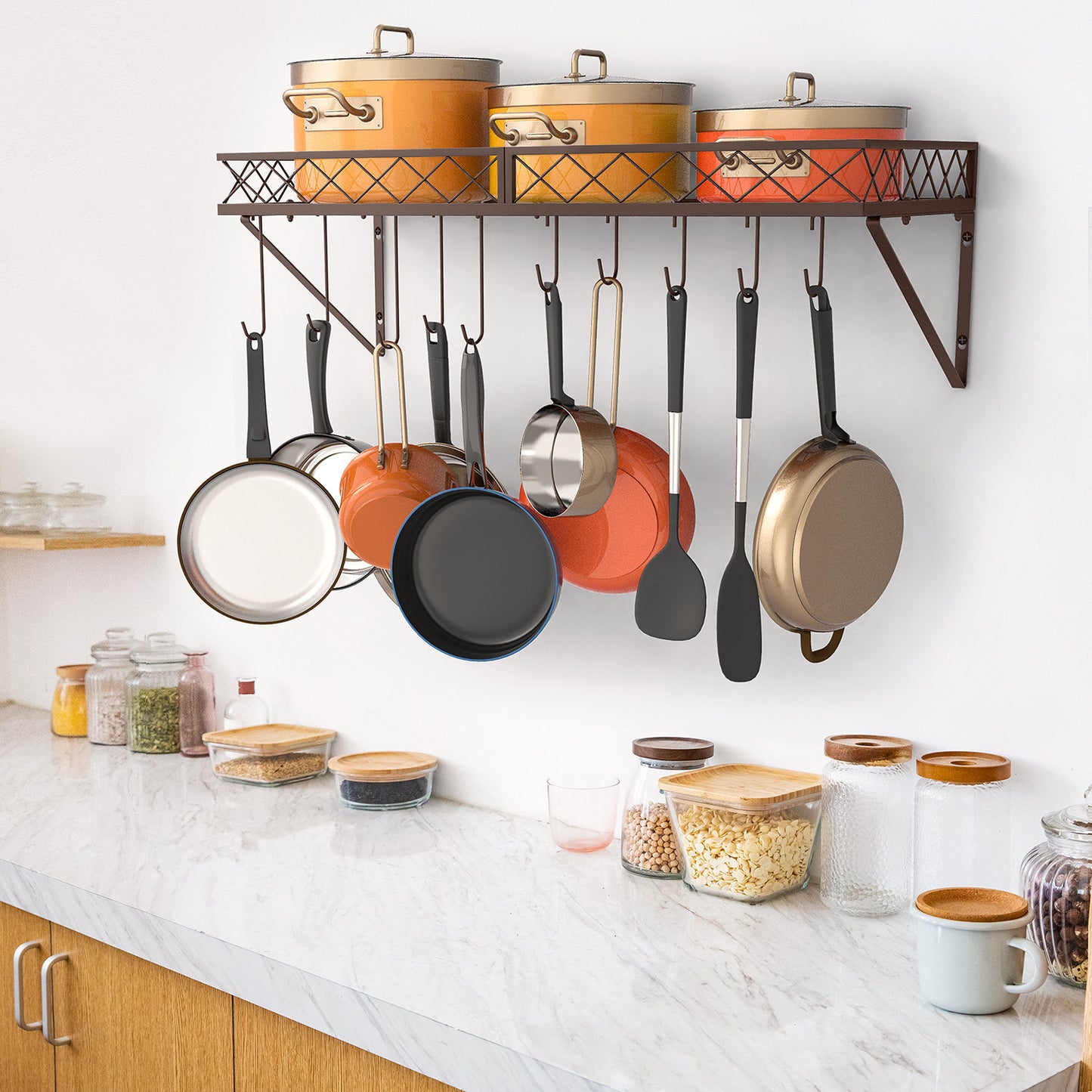 Metal Rectangle Wall Mounted Pot Rack