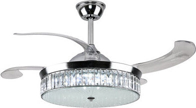 Rumph 4 - Blade LED Crystal Ceiling Fan with Remote Control and Light Kit Included